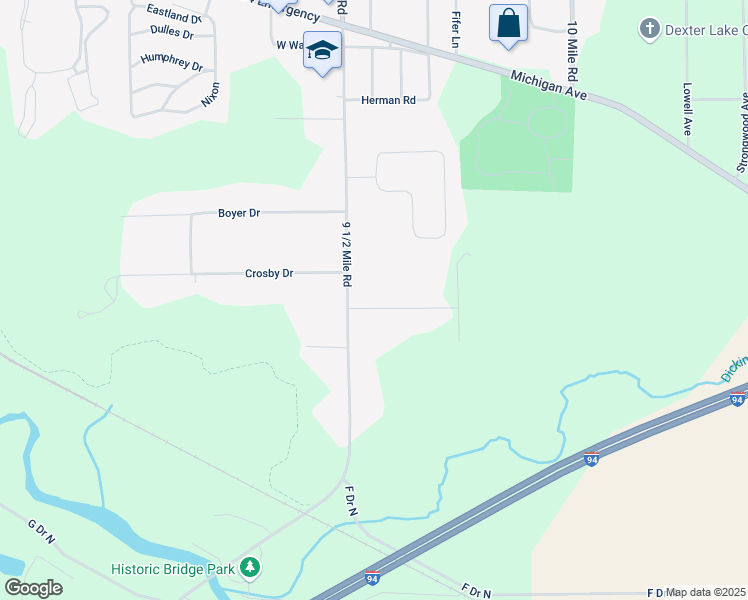 map of restaurants, bars, coffee shops, grocery stores, and more near 101 Jono Road in Battle Creek
