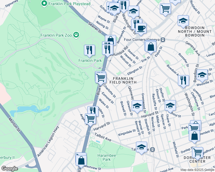 map of restaurants, bars, coffee shops, grocery stores, and more near 20 Charlotte Street in Boston