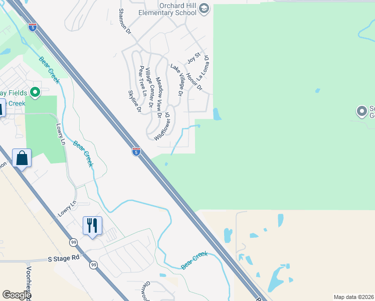 map of restaurants, bars, coffee shops, grocery stores, and more near 2780 Donnalee Drive in Medford