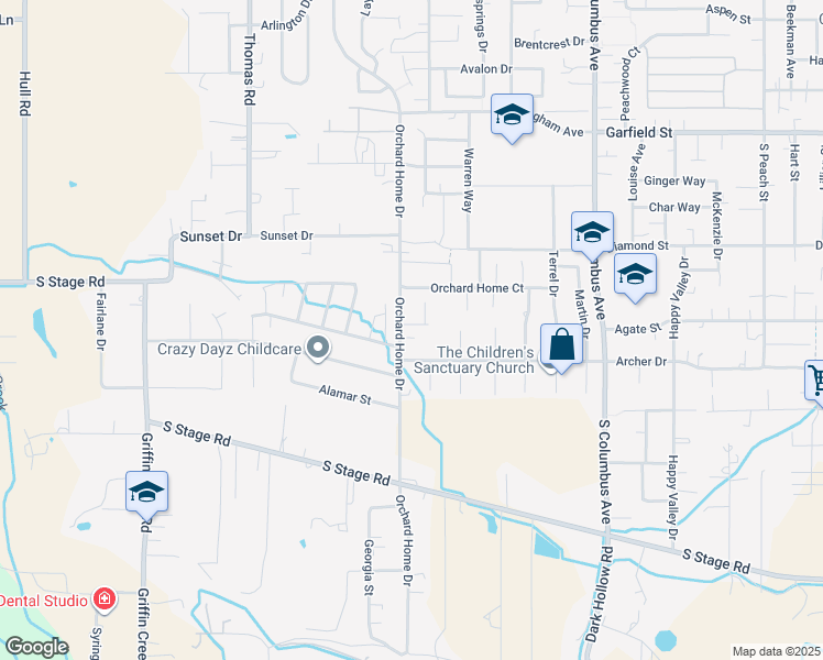 map of restaurants, bars, coffee shops, grocery stores, and more near 2105 Orchard Home Drive in Medford