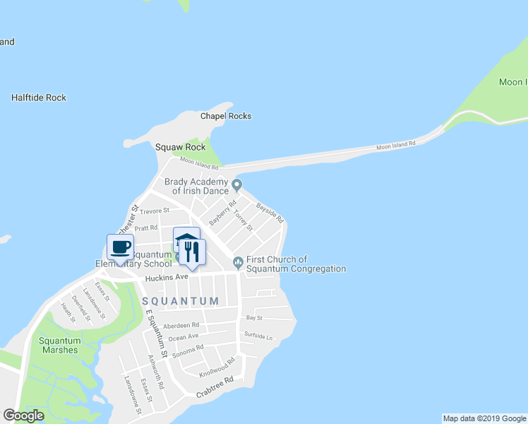 map of restaurants, bars, coffee shops, grocery stores, and more near 67 Middlesex Street in Quincy