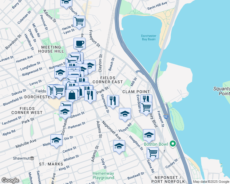 map of restaurants, bars, coffee shops, grocery stores, and more near 9 Elm Street in Boston