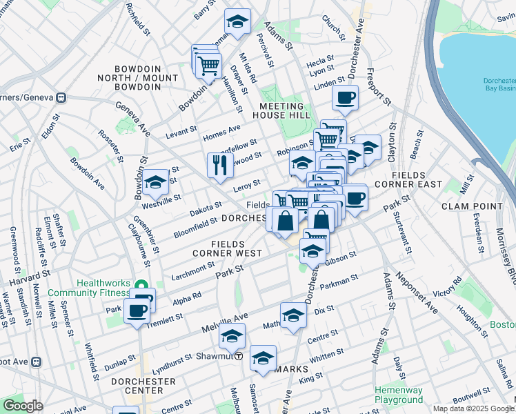 map of restaurants, bars, coffee shops, grocery stores, and more near 47 Charles Street in Boston