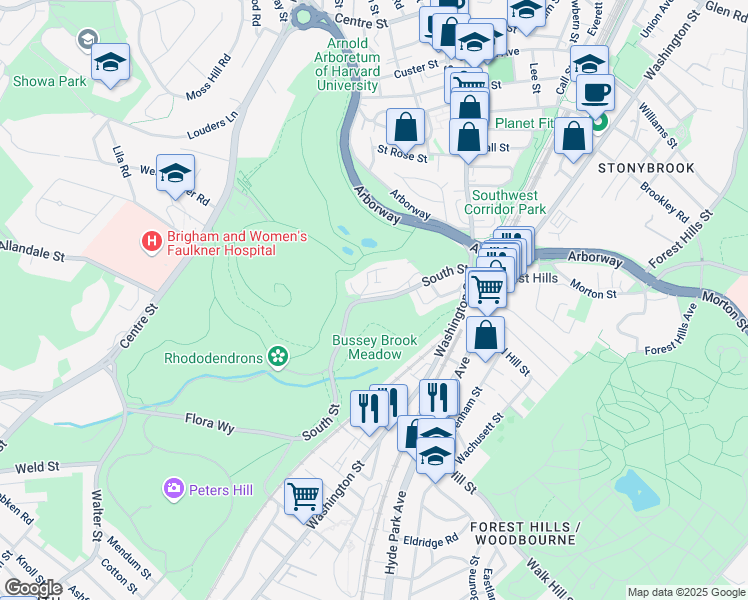map of restaurants, bars, coffee shops, grocery stores, and more near 339 South Street in Boston