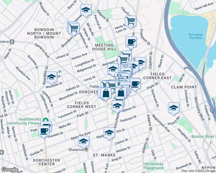 map of restaurants, bars, coffee shops, grocery stores, and more near 2 Freeman Street in Boston