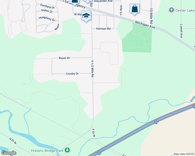 map of restaurants, bars, coffee shops, grocery stores, and more near 101 Jono Road in Battle Creek