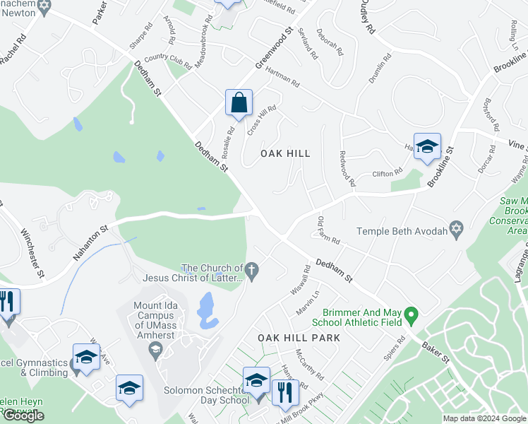 map of restaurants, bars, coffee shops, grocery stores, and more near in Newton