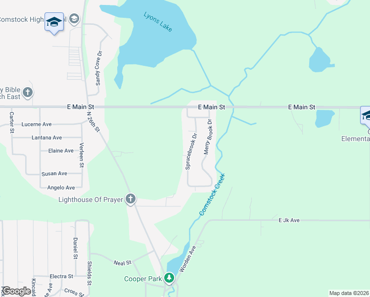 map of restaurants, bars, coffee shops, grocery stores, and more near 1297 Sprucebrook Drive in Kalamazoo