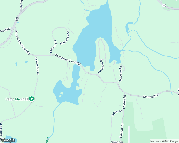 map of restaurants, bars, coffee shops, grocery stores, and more near 53 Thompson Pond Road in Spencer