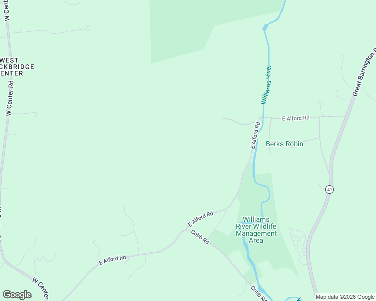 map of restaurants, bars, coffee shops, grocery stores, and more near 42 East Alford Road in West Stockbridge