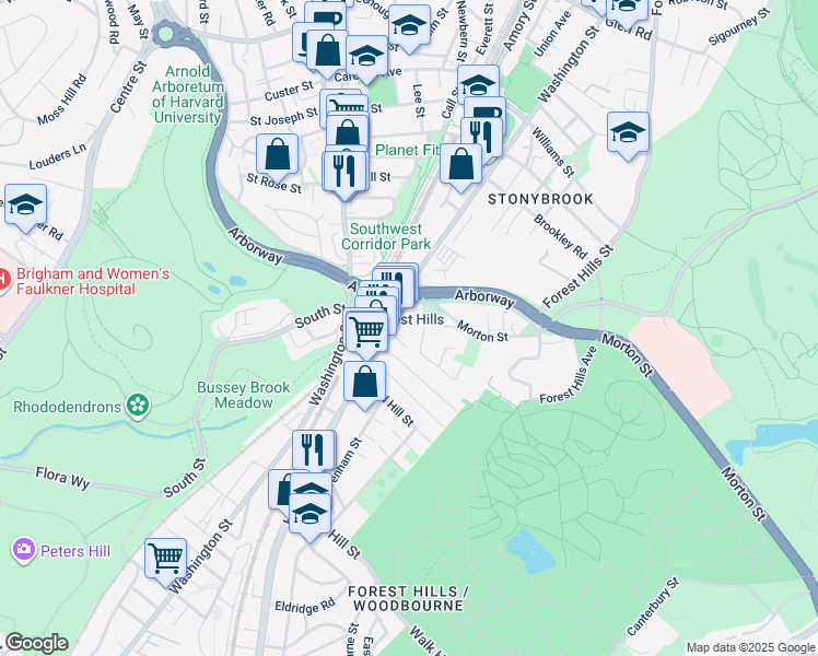 map of restaurants, bars, coffee shops, grocery stores, and more near 37 Orchardhill Road in Boston