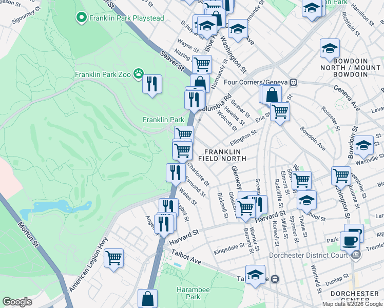 map of restaurants, bars, coffee shops, grocery stores, and more near 20 Charlotte Street in Boston