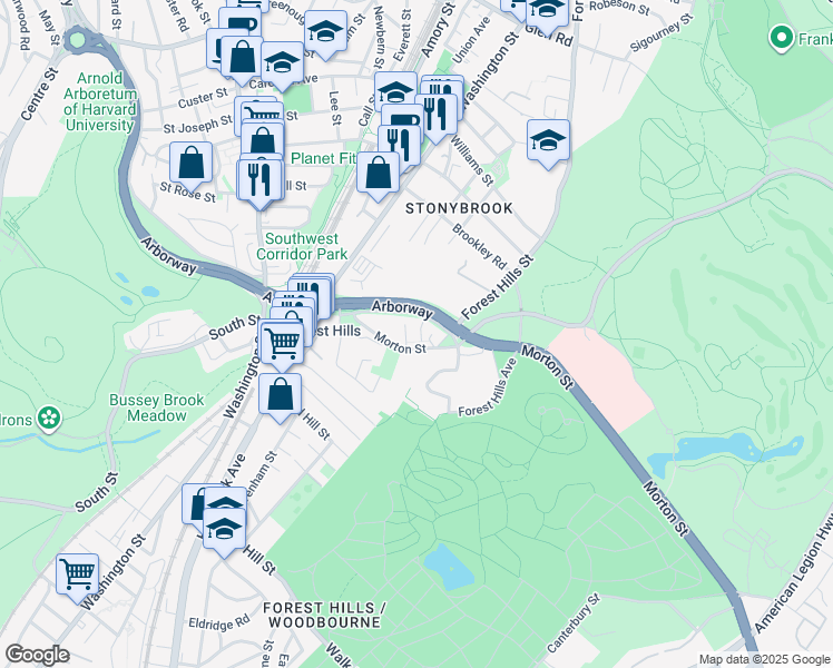 map of restaurants, bars, coffee shops, grocery stores, and more near 4 Dunning Way in Boston