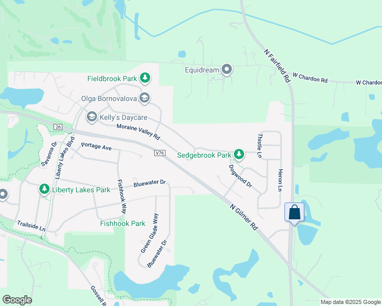 map of restaurants, bars, coffee shops, grocery stores, and more near 2793 Sweet Clover Way in Wauconda