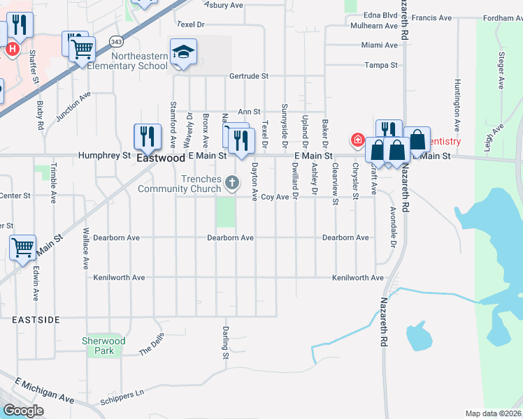 map of restaurants, bars, coffee shops, grocery stores, and more near 1006 Dayton Avenue in Kalamazoo