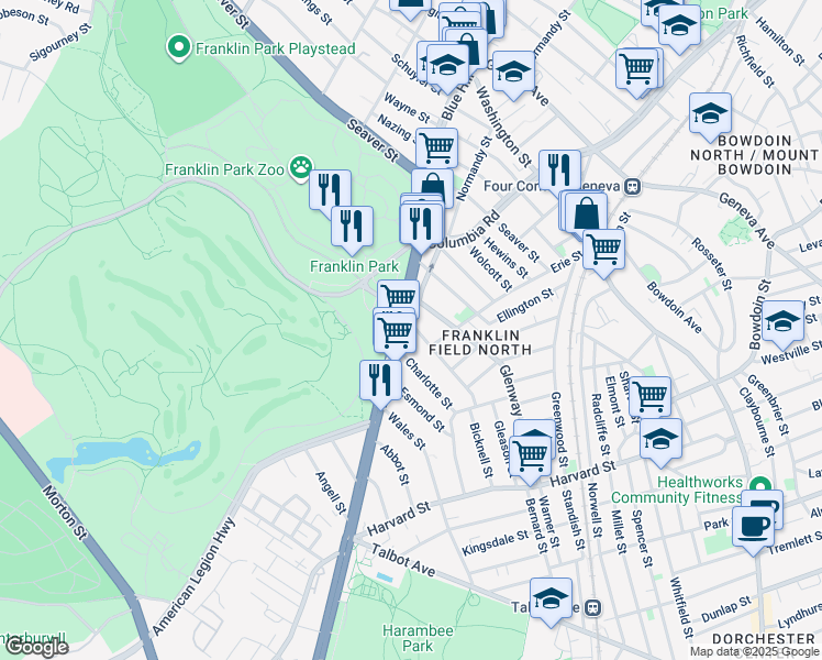 map of restaurants, bars, coffee shops, grocery stores, and more near 8 Glenway Street in Boston