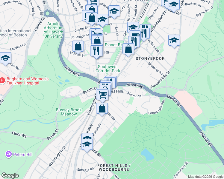 map of restaurants, bars, coffee shops, grocery stores, and more near 418 New Washington Street in Boston