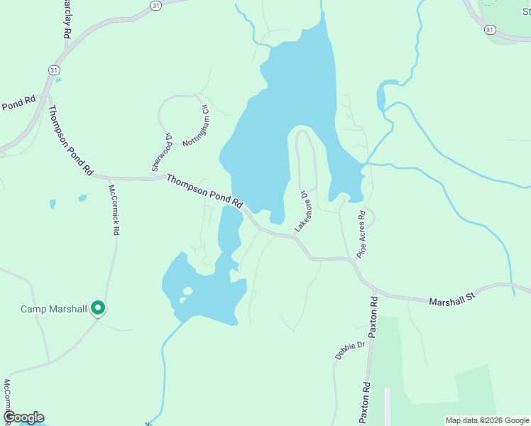 map of restaurants, bars, coffee shops, grocery stores, and more near 45 Thompson Pond Road in Spencer