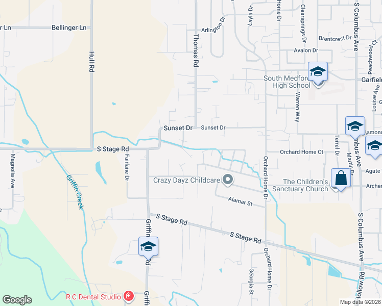 map of restaurants, bars, coffee shops, grocery stores, and more near 1944 Thomas Road in Medford
