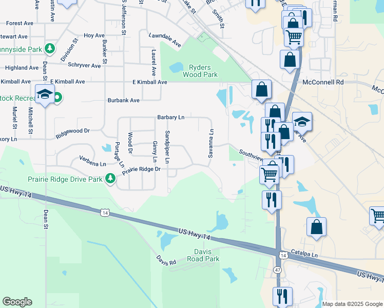 map of restaurants, bars, coffee shops, grocery stores, and more near 691 Indigo Lane in Woodstock