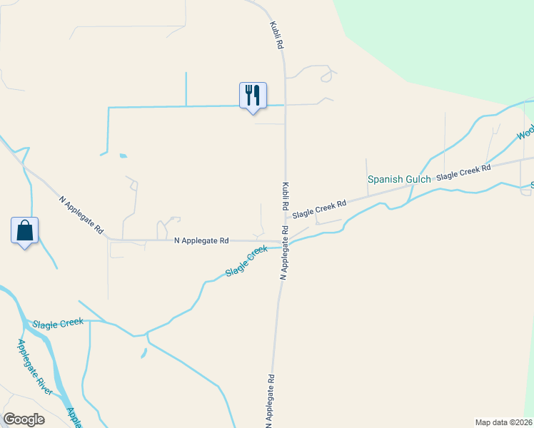 map of restaurants, bars, coffee shops, grocery stores, and more near 13990 North Applegate Road in Grants Pass