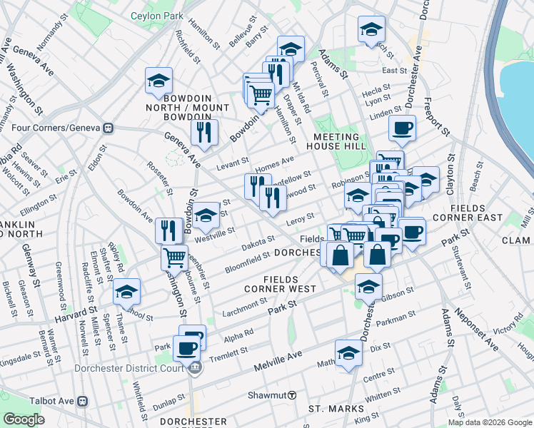 map of restaurants, bars, coffee shops, grocery stores, and more near 90 Topliff Street in Boston