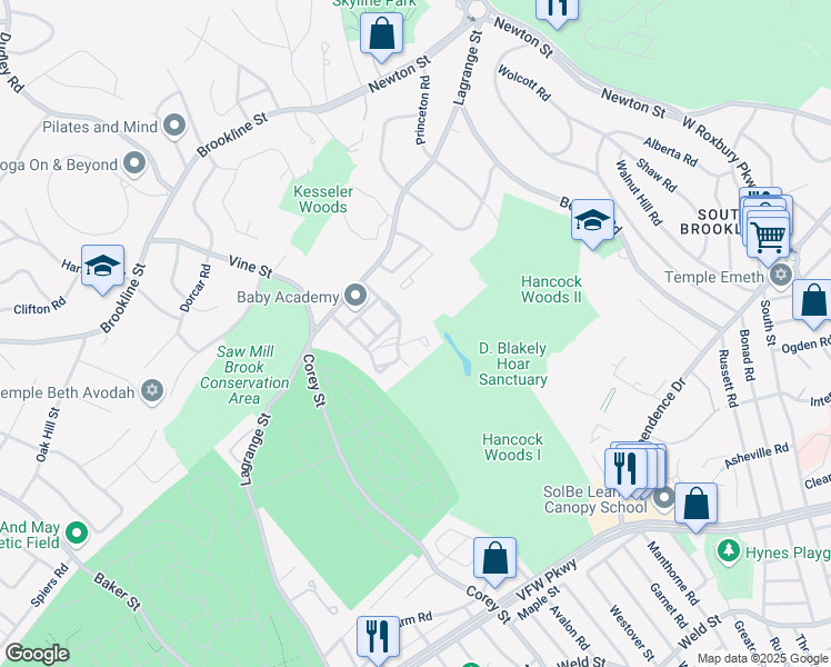 map of restaurants, bars, coffee shops, grocery stores, and more near in 