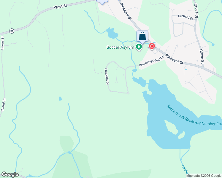 map of restaurants, bars, coffee shops, grocery stores, and more near 6 Sherbrooke Drive in Paxton