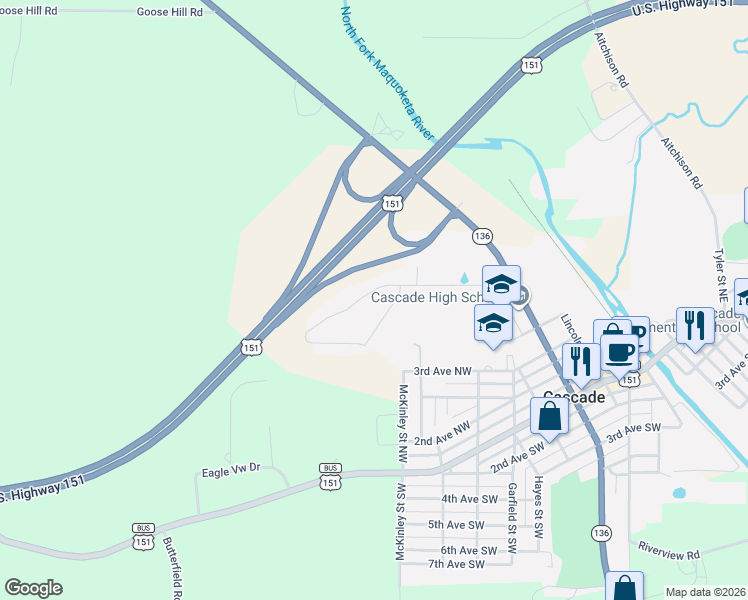 map of restaurants, bars, coffee shops, grocery stores, and more near 463-499 Clare North Northwest in Cascade