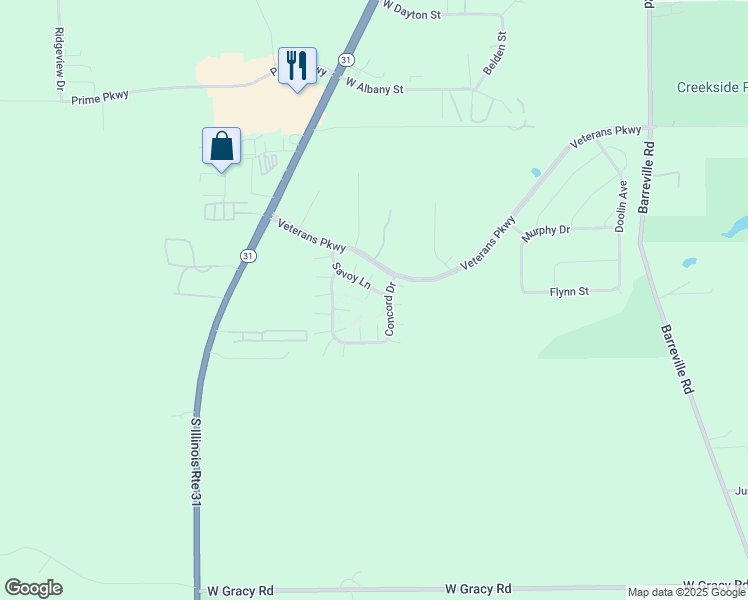 map of restaurants, bars, coffee shops, grocery stores, and more near 4215 Savoy Lane in McHenry