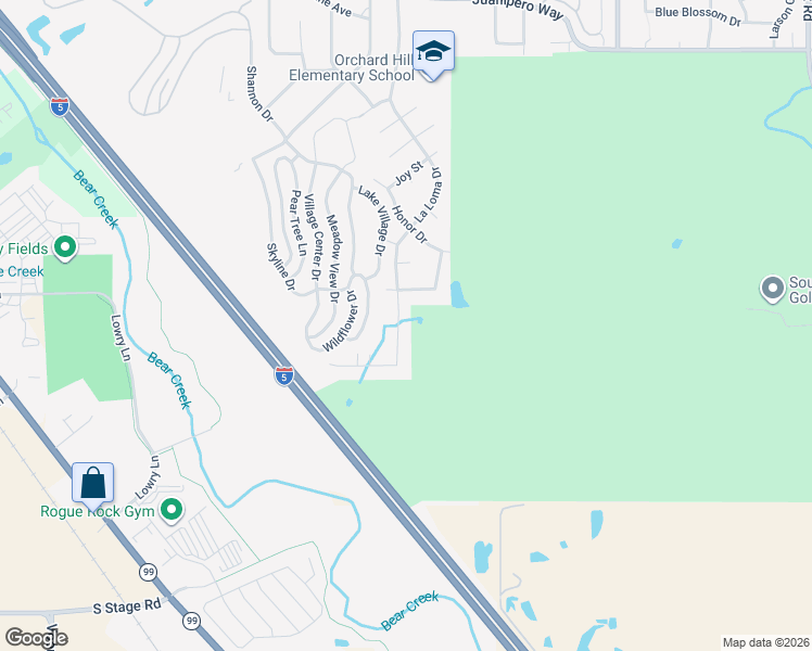 map of restaurants, bars, coffee shops, grocery stores, and more near 1449 La Loma Drive in Medford
