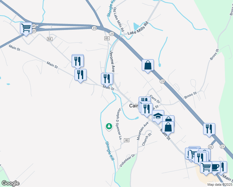 map of restaurants, bars, coffee shops, grocery stores, and more near 569 Main Street in Cairo