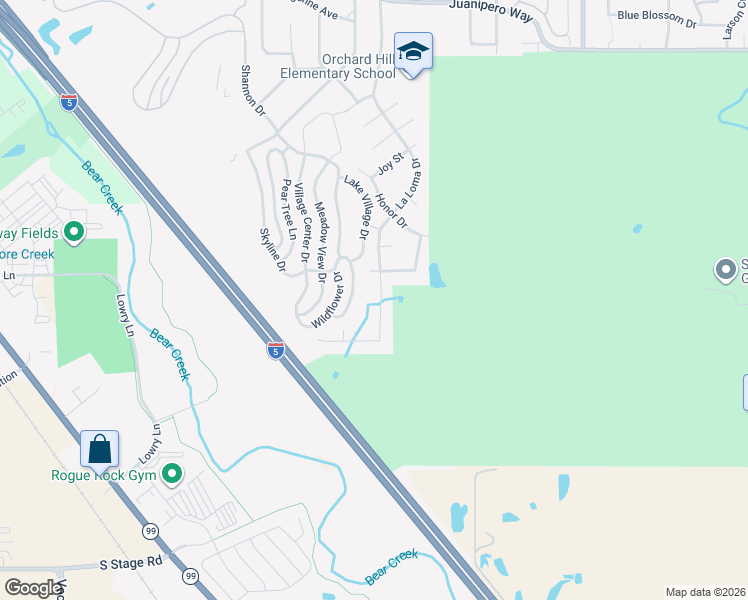 map of restaurants, bars, coffee shops, grocery stores, and more near 1444 La Loma Drive in Medford