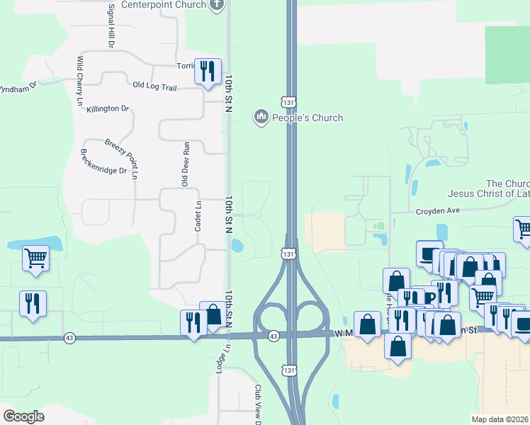 map of restaurants, bars, coffee shops, grocery stores, and more near 1390 West Village Boulevard in Kalamazoo