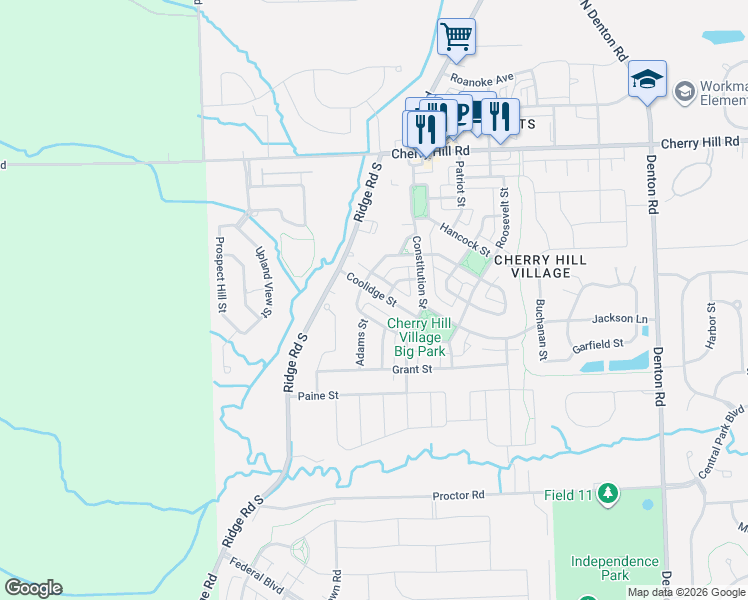 map of restaurants, bars, coffee shops, grocery stores, and more near 50509 Coolidge Street in Canton