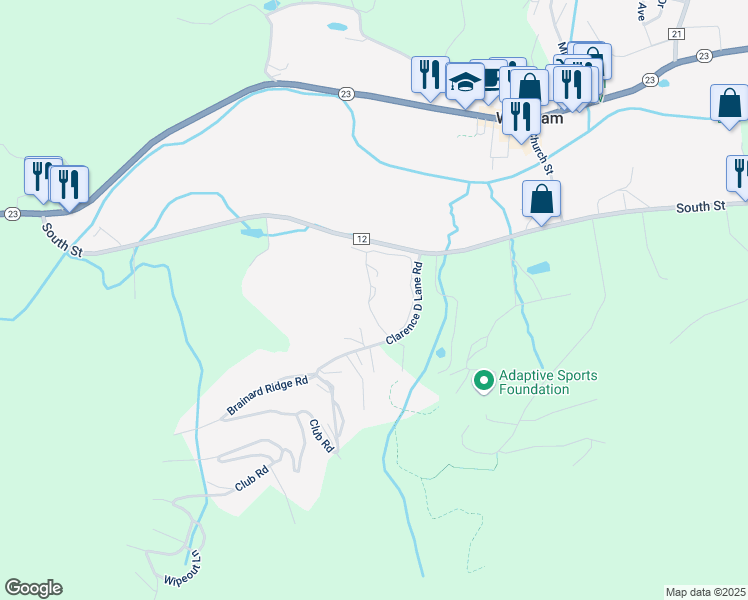 map of restaurants, bars, coffee shops, grocery stores, and more near 14/80 Windham Mount Village in Windham
