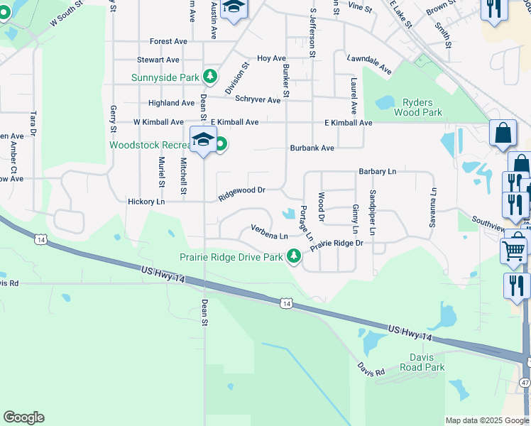 map of restaurants, bars, coffee shops, grocery stores, and more near 230 Clover Chase Circle in Woodstock