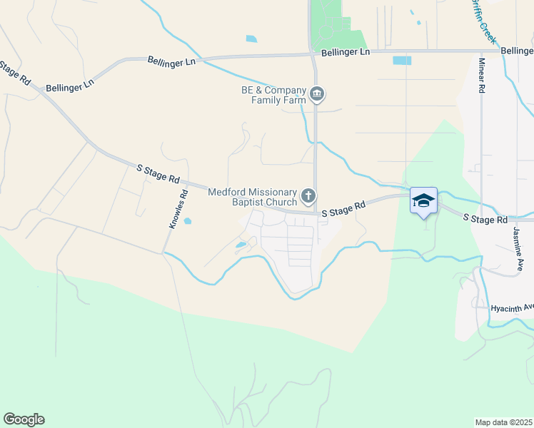 map of restaurants, bars, coffee shops, grocery stores, and more near 3995 South Stage Road in Medford