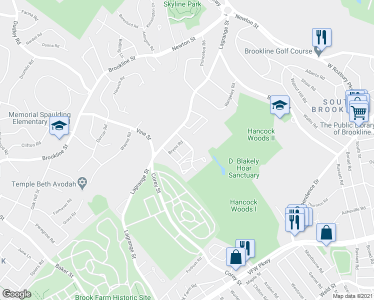 map of restaurants, bars, coffee shops, grocery stores, and more near in 