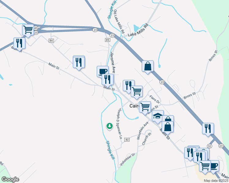 map of restaurants, bars, coffee shops, grocery stores, and more near 569 Main Street in Cairo