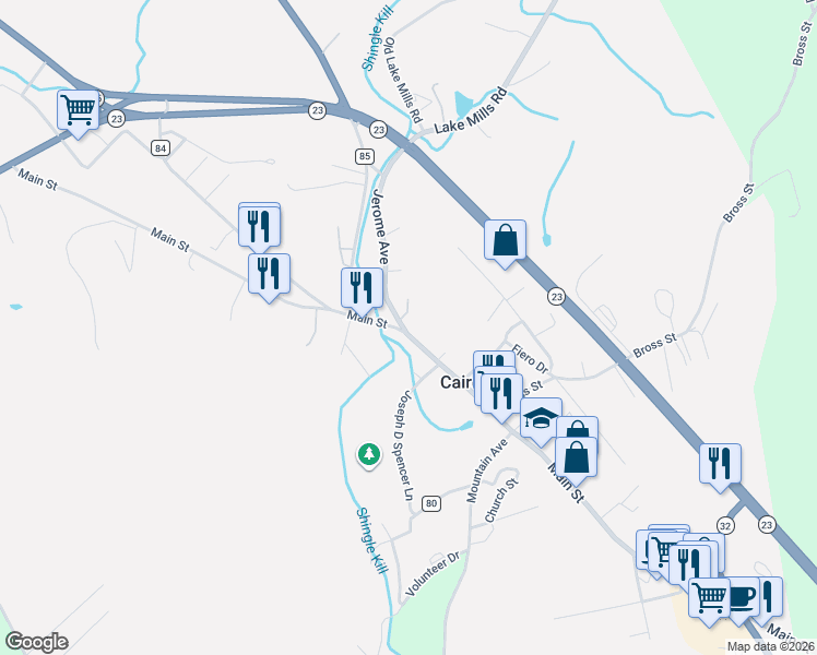 map of restaurants, bars, coffee shops, grocery stores, and more near 569 Main Street in Cairo