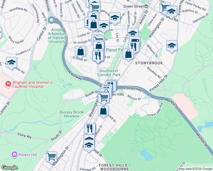 map of restaurants, bars, coffee shops, grocery stores, and more near 1037 New Washington Street in Boston
