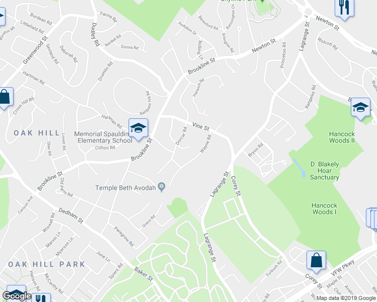 map of restaurants, bars, coffee shops, grocery stores, and more near 25 Tirrell Crescent in Newton