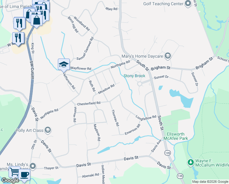 map of restaurants, bars, coffee shops, grocery stores, and more near 1 Eliot Road in Northborough