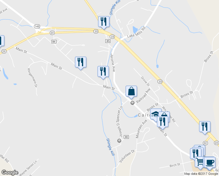 map of restaurants, bars, coffee shops, grocery stores, and more near 605 Main Street in Cairo