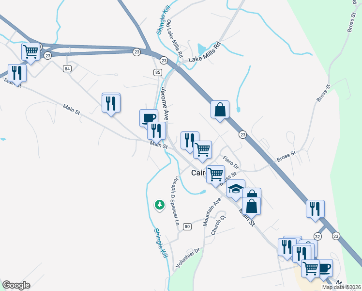 map of restaurants, bars, coffee shops, grocery stores, and more near 552 Main Street in Cairo