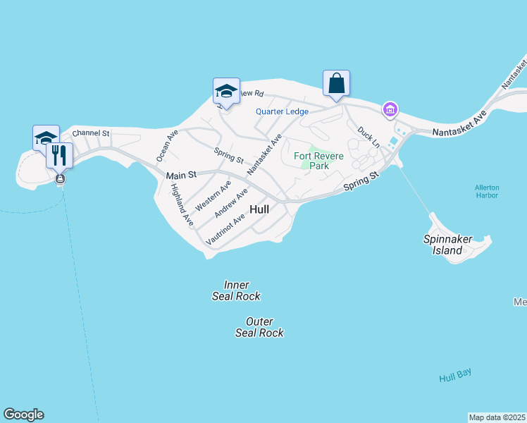 map of restaurants, bars, coffee shops, grocery stores, and more near in Hull