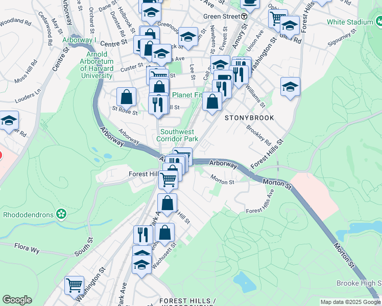 map of restaurants, bars, coffee shops, grocery stores, and more near 418 New Washington Street in Boston