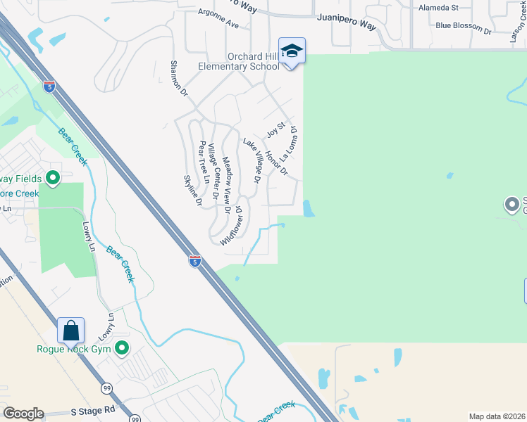 map of restaurants, bars, coffee shops, grocery stores, and more near 1444 La Loma Drive in Medford