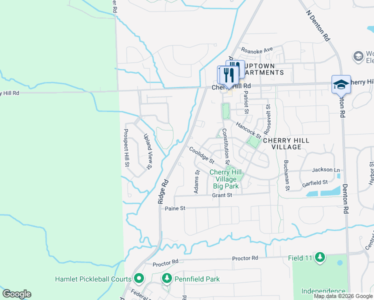 map of restaurants, bars, coffee shops, grocery stores, and more near 50529 Jefferson Street in Canton